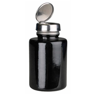 Round Black Glass Bottle with One-Touch Pump, 6 oz - Part No. 35385